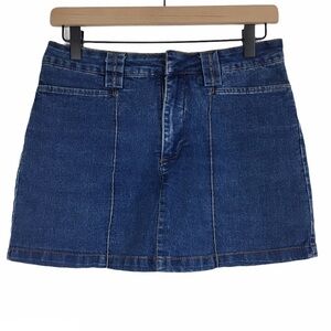 VINTAGE Skort Y2K 90s Skirt Shorts Jean Denim Dark Stretch Size 3 Street Flower